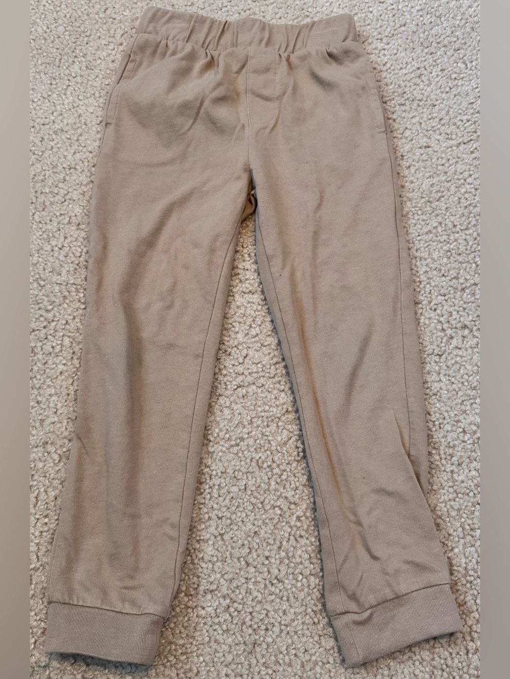 Kids Neutral Tan Pull-On Joggers with Elastic Waist